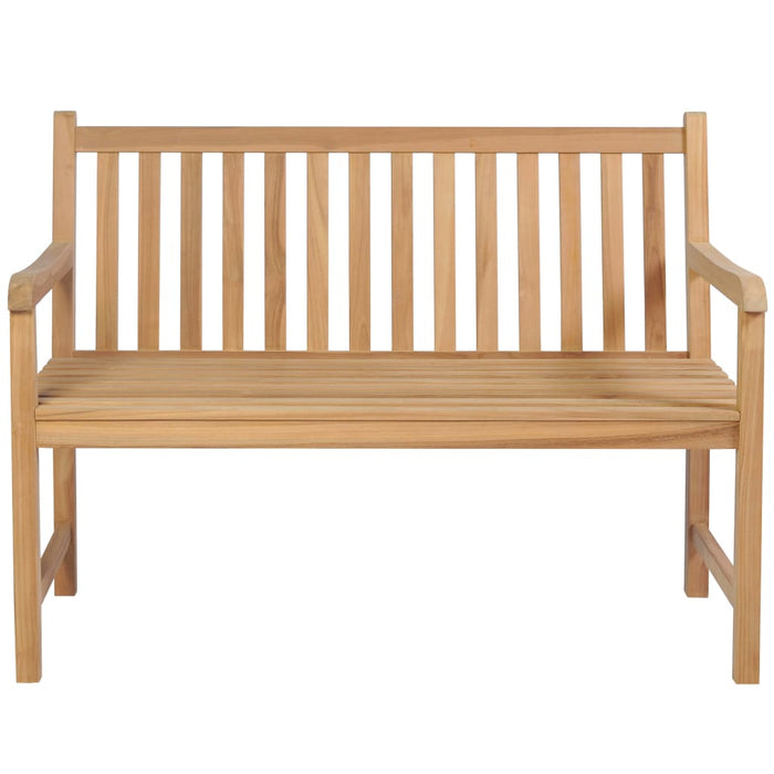 Gartenbank mit Blattmuster-Auflage 120 cm Massivholz Teak