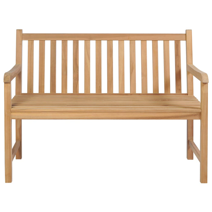 Garden bench with gray cushion 120 cm solid teak wood