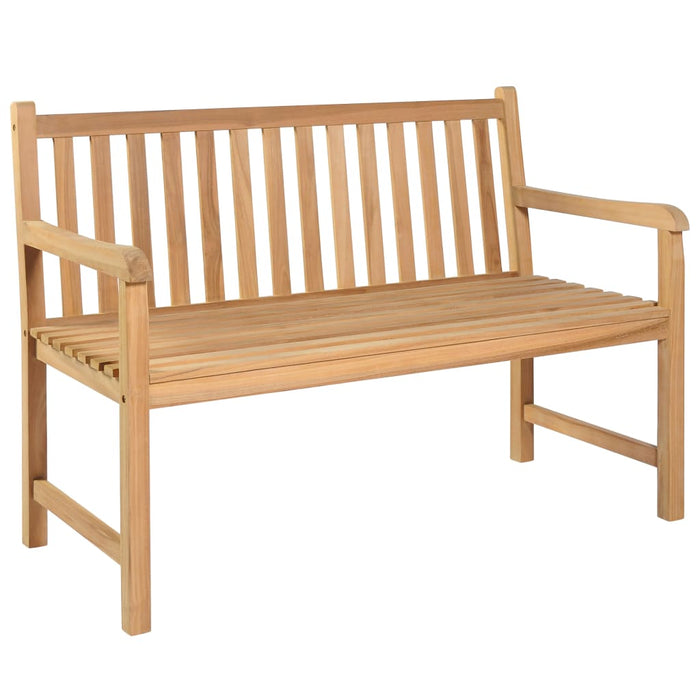 Gartenbank mit Cremeweißer Auflage 120 cm Massivholz Teak