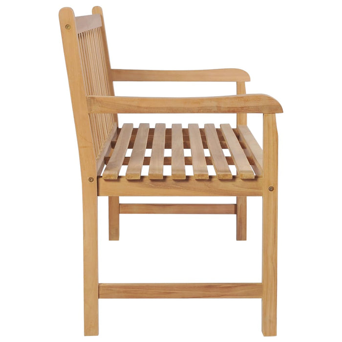 Gartenbank mit Beige Auflage 120 cm Massivholz Teak