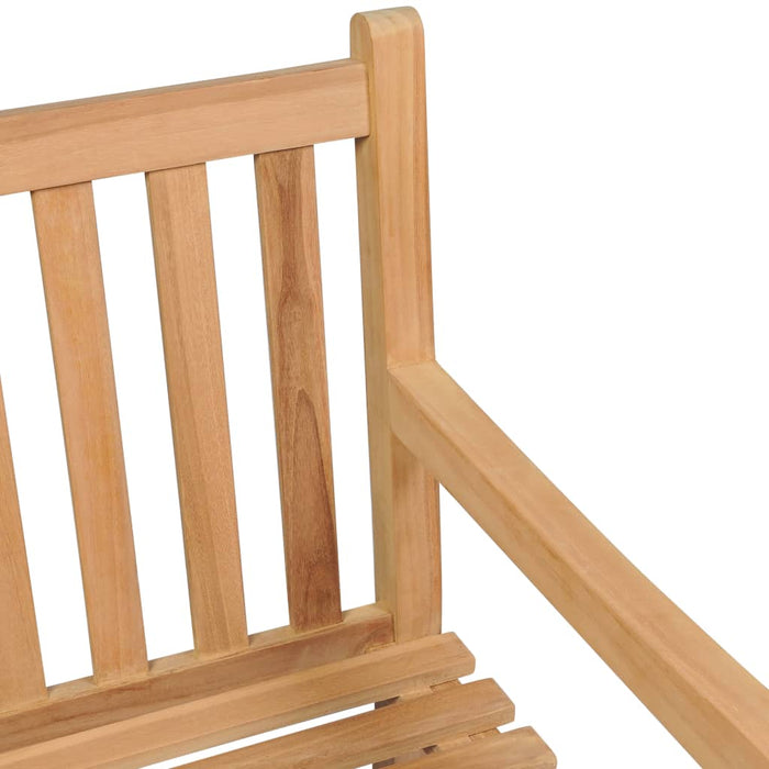 Gartenbank mit Beige Auflage 120 cm Massivholz Teak