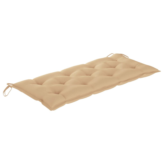 Gartenbank mit Beige Auflage 120 cm Massivholz Teak