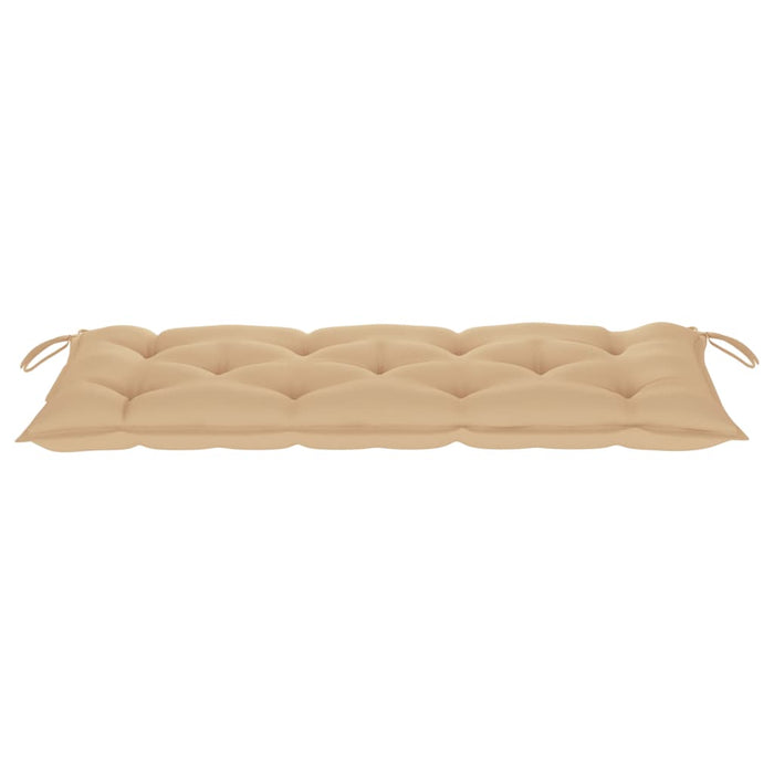 Gartenbank mit Beige Auflage 120 cm Massivholz Teak