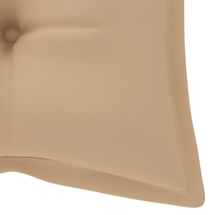 Gartenbank mit Beige Auflage 120 cm Massivholz Teak