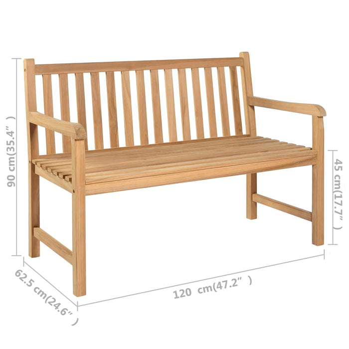 Gartenbank mit Beige Auflage 120 cm Massivholz Teak
