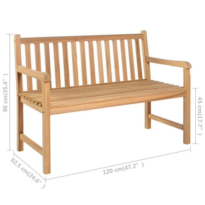 Gartenbank mit Schwarzer Auflage 120 cm Massivholz Teak