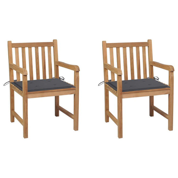 Garden chairs 2 pieces with anthracite cushions made of solid teak wood