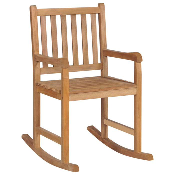 Schaukelstuhl mit Blattmuster Kissen Massivholz Teak