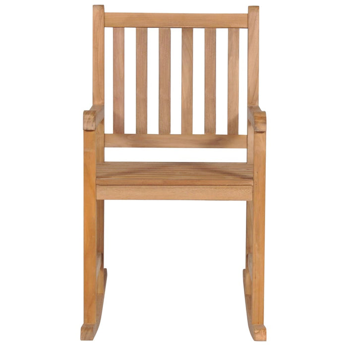 Schaukelstuhl mit Blattmuster Kissen Massivholz Teak