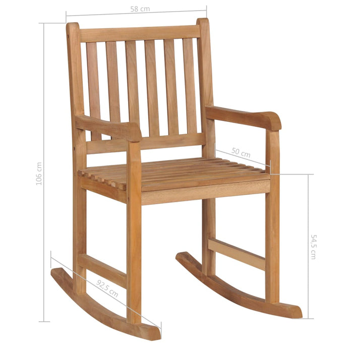 Schaukelstuhl mit Blattmuster Kissen Massivholz Teak