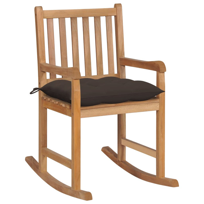 Rocking chair with taupe cushions solid teak wood