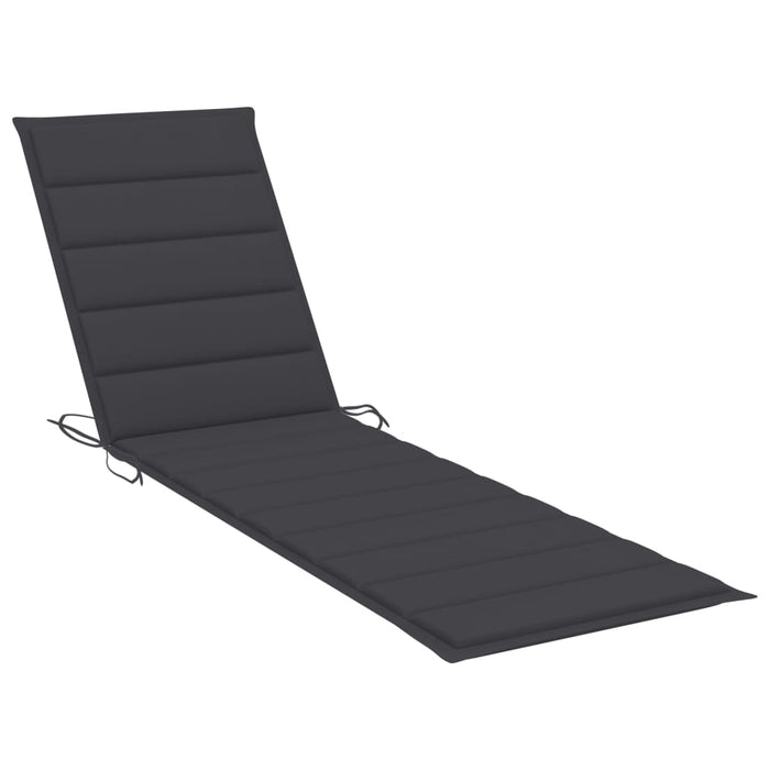Sun lounger with anthracite solid teak wood cushion