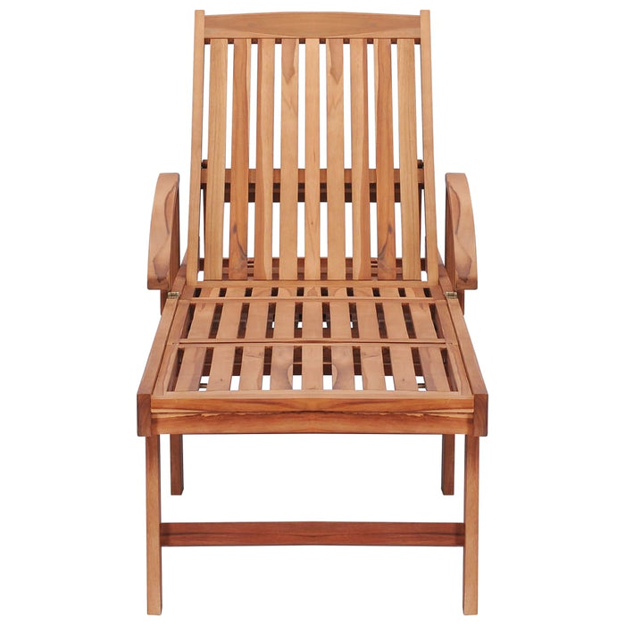 Sonnenliege mit Auflage Beige Massivholz Teak
