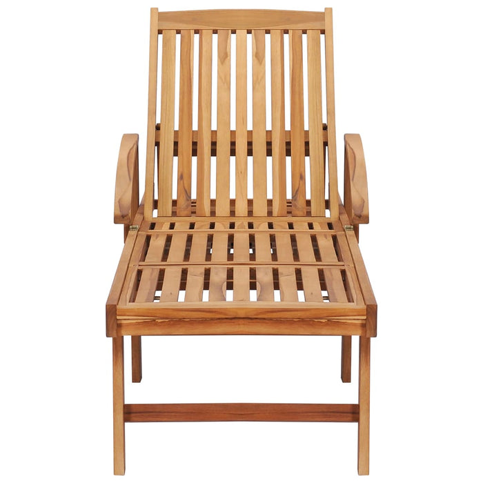 Sonnenliege mit Tisch und Auflage Massivholz Teak