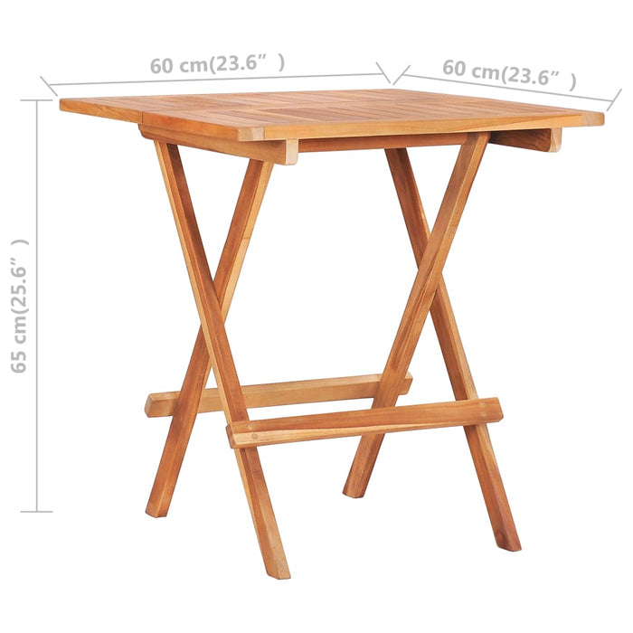 3-tlg. Bistroset mit Grünen Kissen Massivholz Teak