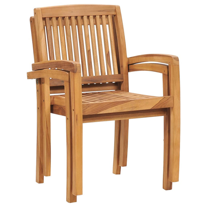 Gartenstühle 2 Stk. mit Blattmuster Kissen Massivholz Teak