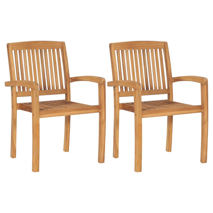 Gartenstühle 2 Stk. mit Blauen Kissen Massivholz Teak