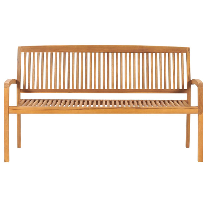 Stapelbare Gartenbank mit Auflage 159 cm Massivholz Teak