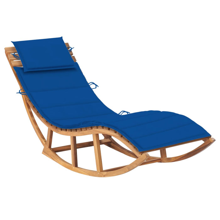 Rocking lounger with solid teak wood cushion