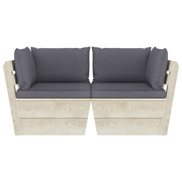 Garten-Palettensofa 2-Sitzer mit Kissen Fichtenholz