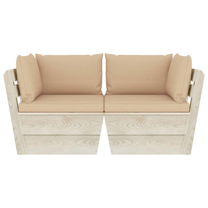 Garten-Palettensofa 2-Sitzer mit Kissen Fichtenholz