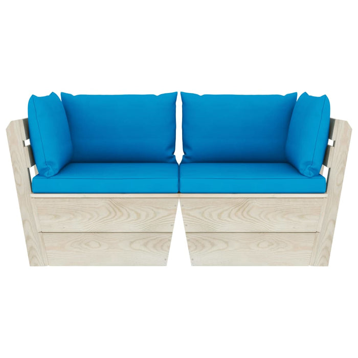 Garten-Palettensofa 2-Sitzer mit Kissen Fichtenholz