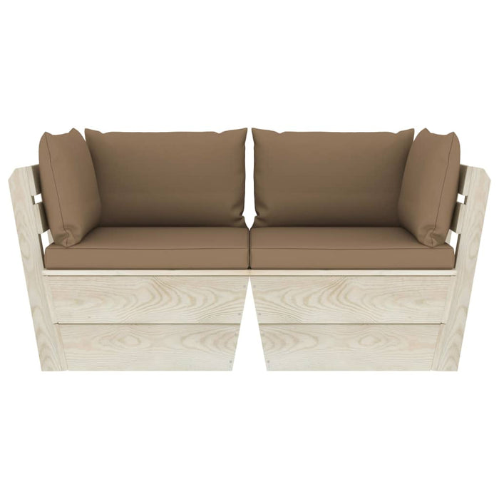 Garten-Palettensofa 2-Sitzer mit Kissen Fichtenholz