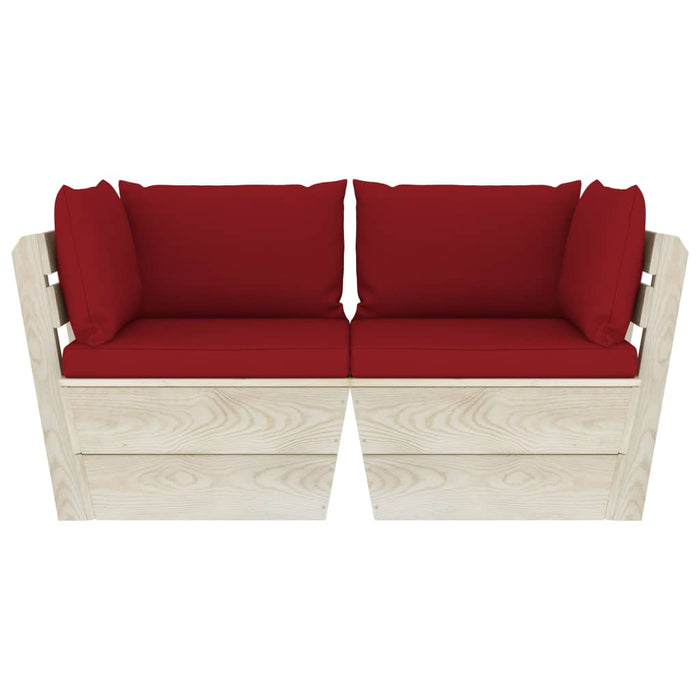 Garten-Palettensofa 2-Sitzer mit Kissen Fichtenholz