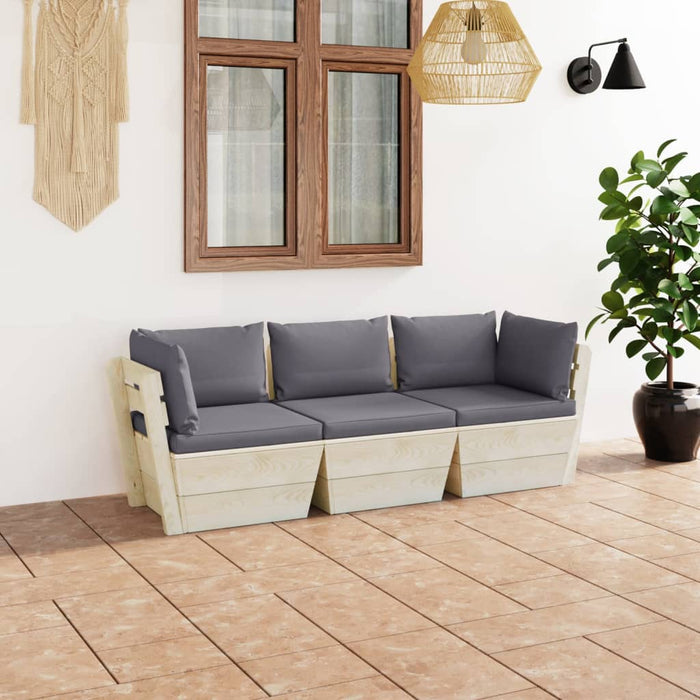 Garten-Palettensofa 3-Sitzer mit Kissen Fichtenholz