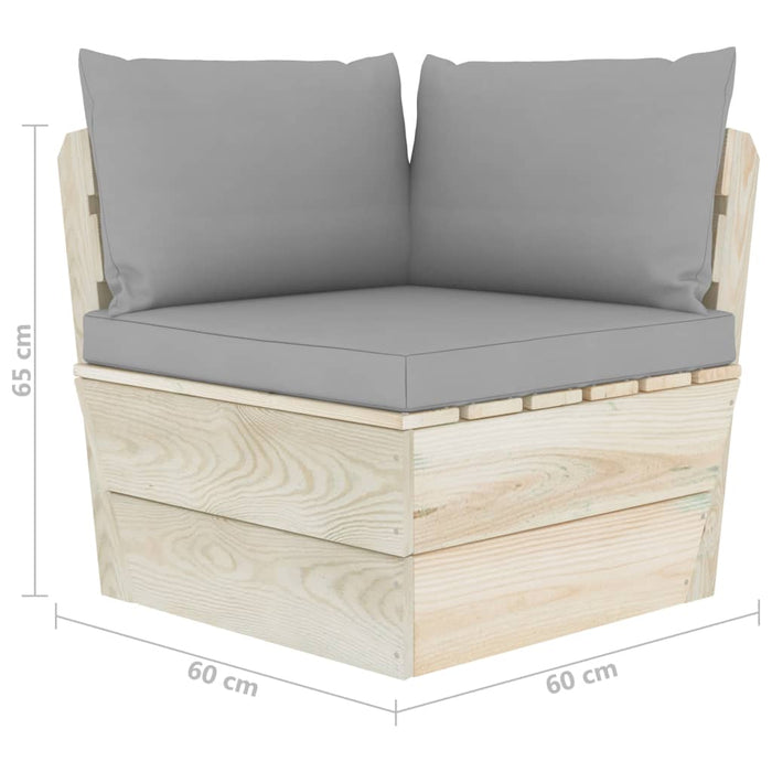 3-seater garden pallet sofa with spruce wood cushions