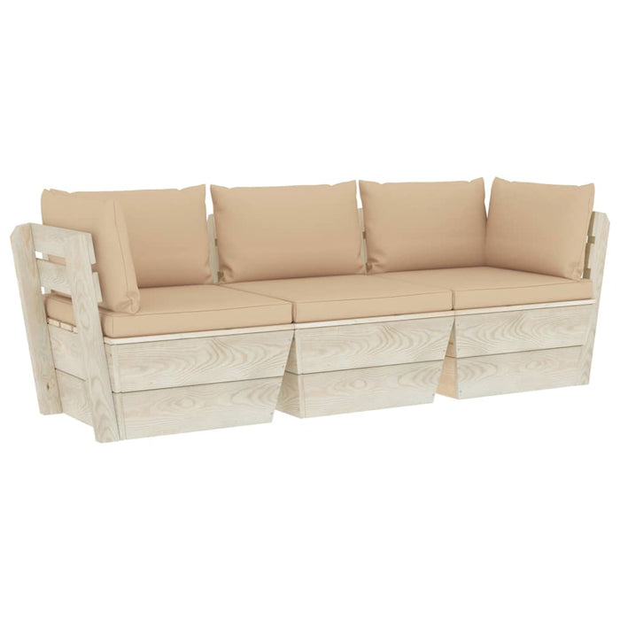 Garten-Palettensofa 3-Sitzer mit Kissen Fichtenholz