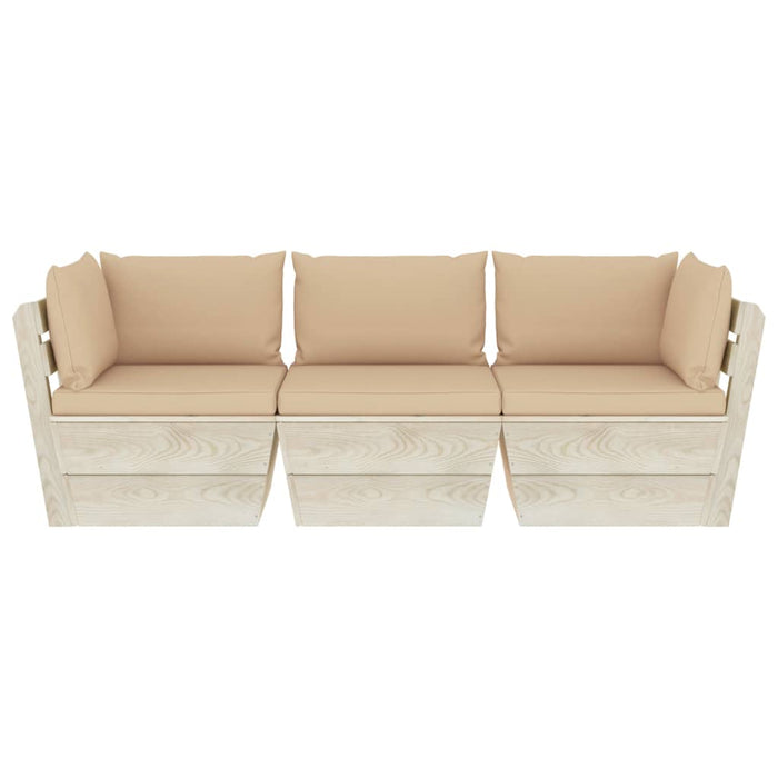 Garten-Palettensofa 3-Sitzer mit Kissen Fichtenholz