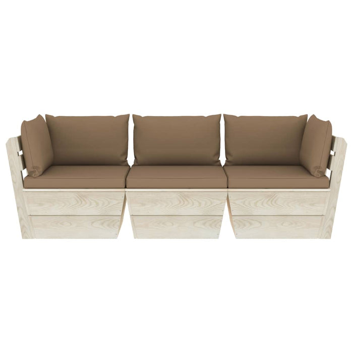Garten-Palettensofa 3-Sitzer mit Kissen Fichtenholz