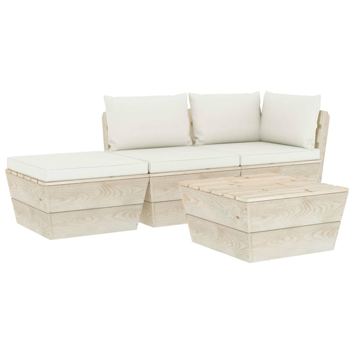 4 pcs. Garden sofa set made of pallets with spruce wood cushions