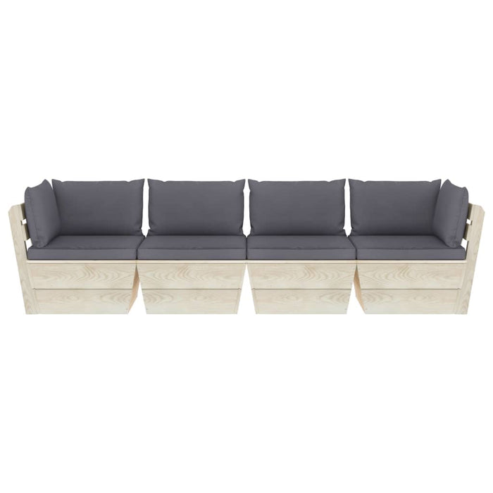 Garten-Palettensofa 4-Sitzer mit Kissen Fichtenholz
