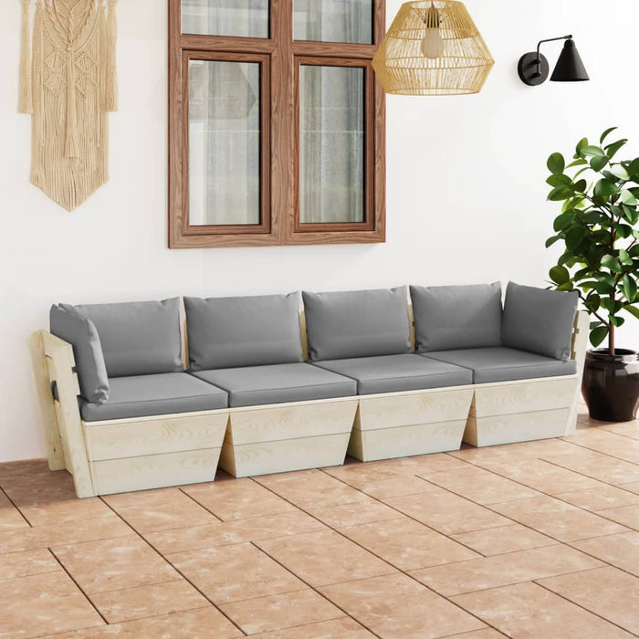 Garten-Palettensofa 4-Sitzer mit Kissen Fichtenholz