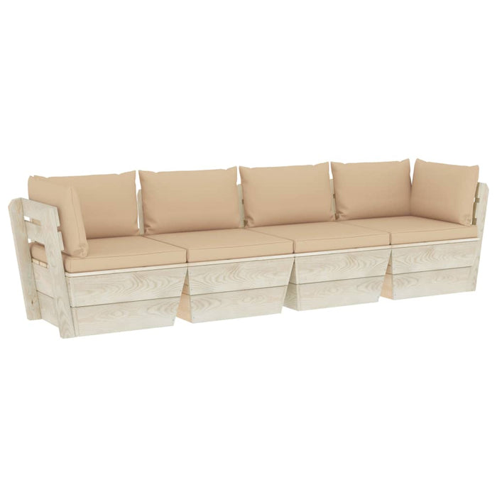 Garten-Palettensofa 4-Sitzer mit Kissen Fichtenholz