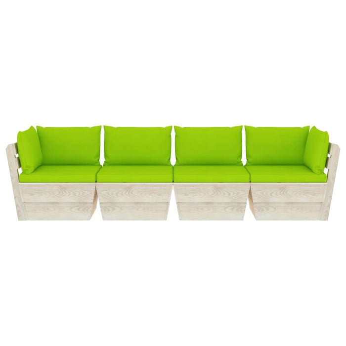 Garten-Palettensofa 4-Sitzer mit Kissen Fichtenholz