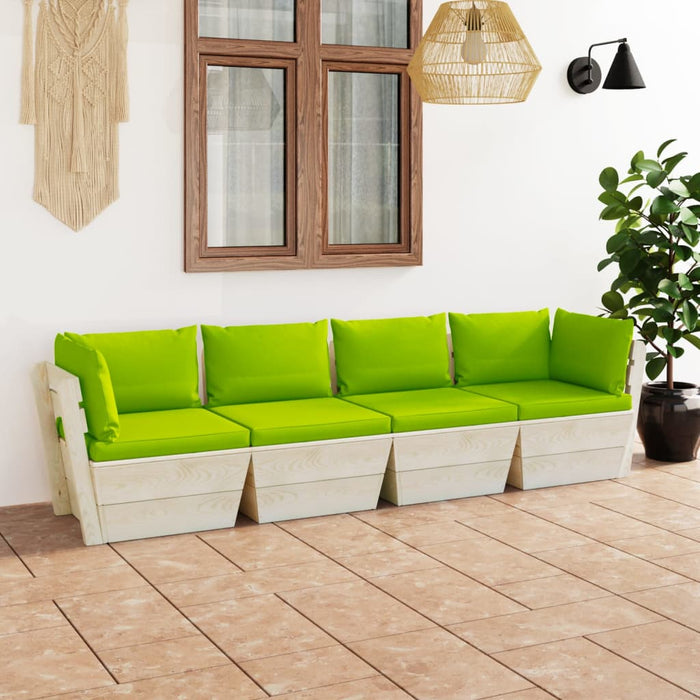 Garten-Palettensofa 4-Sitzer mit Kissen Fichtenholz
