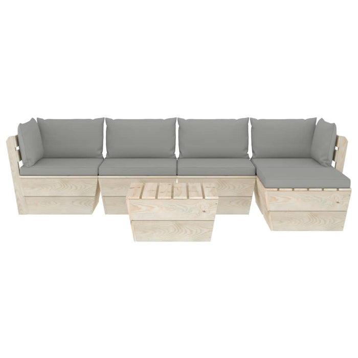 6-tlg. Garten-Sofagarnitur aus Paletten mit Kissen Fichtenholz