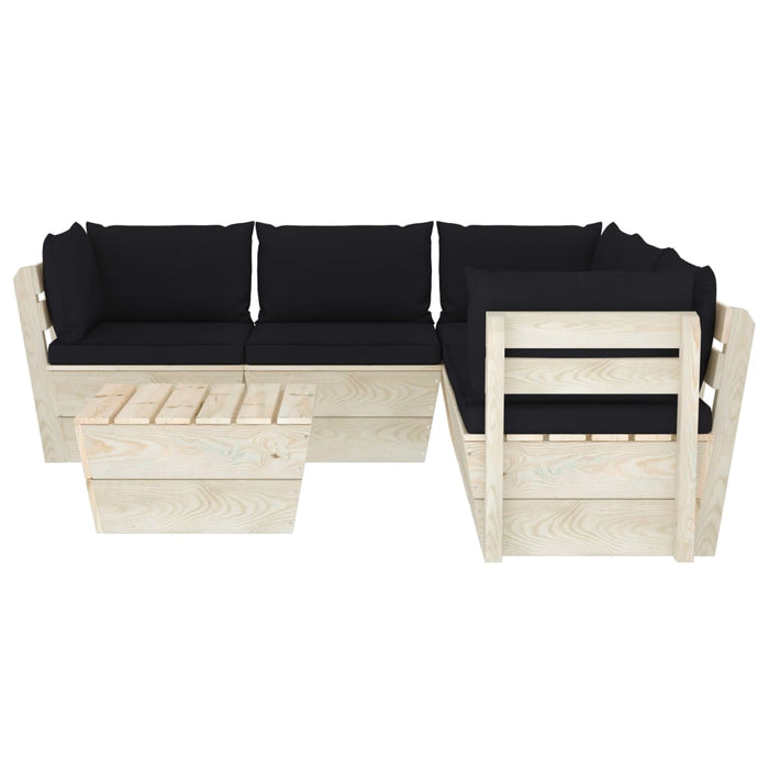 6 pcs. Garden sofa set made of pallets with spruce wood cushions