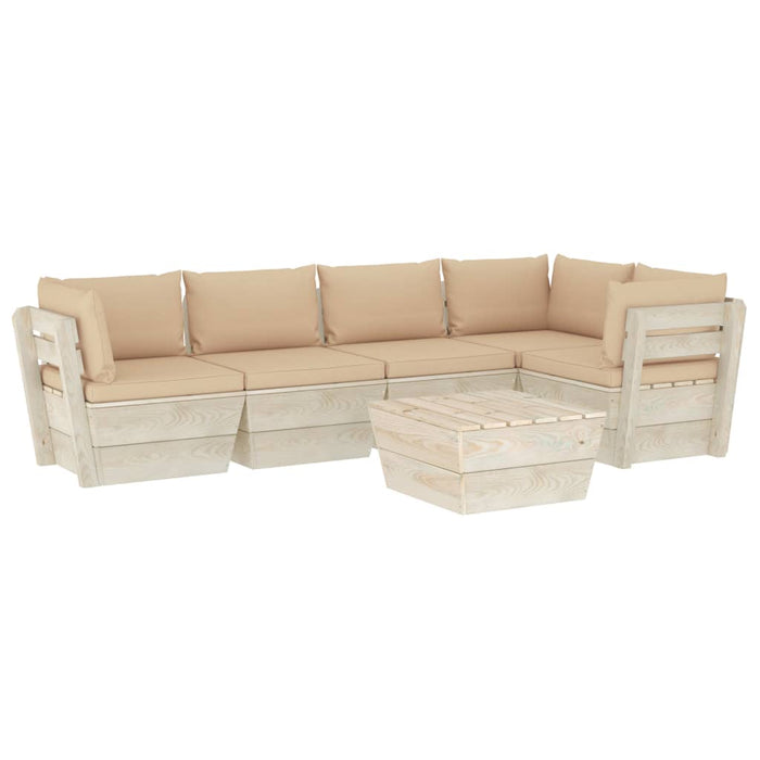 6-tlg. Garten-Sofagarnitur aus Paletten mit Kissen Fichtenholz