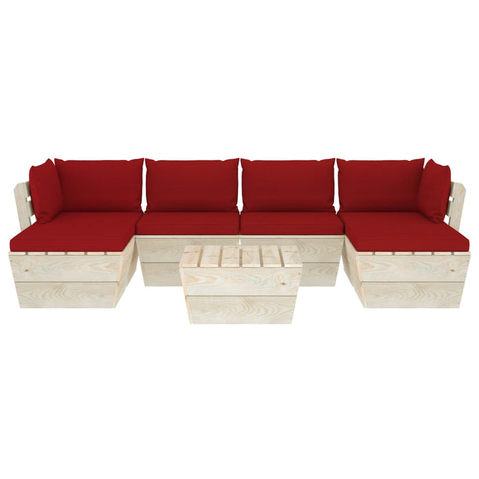 7-tlg. Garten-Sofagarnitur aus Paletten mit Kissen Fichtenholz