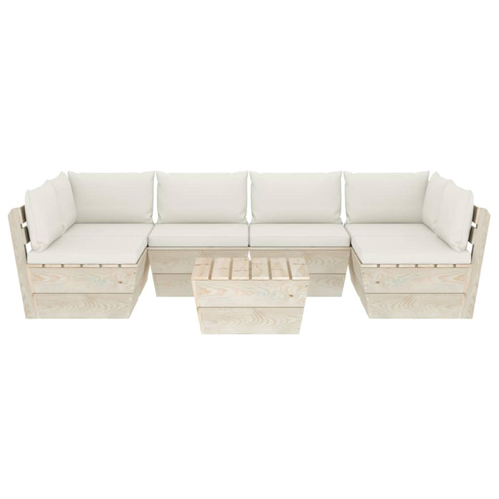 7-tlg. Garten-Sofagarnitur aus Paletten mit Kissen Fichtenholz