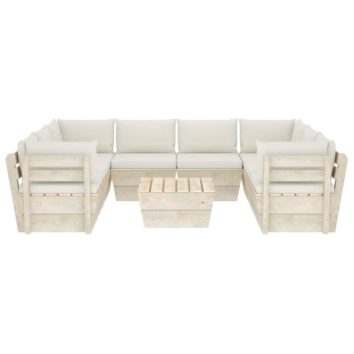 9-tlg. Garten-Sofagarnitur aus Paletten mit Kissen Fichtenholz