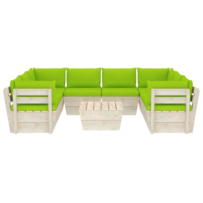 9-tlg. Garten-Sofagarnitur aus Paletten mit Kissen Fichtenholz