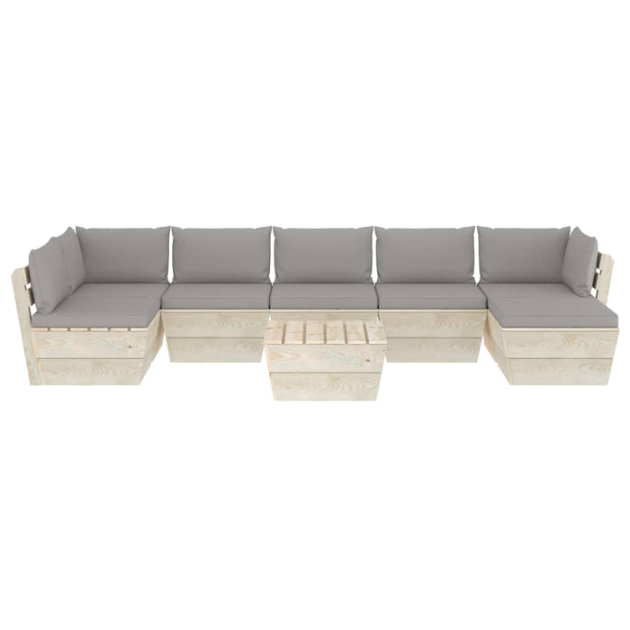 8-tlg. Garten-Sofagarnitur aus Paletten mit Kissen Fichtenholz