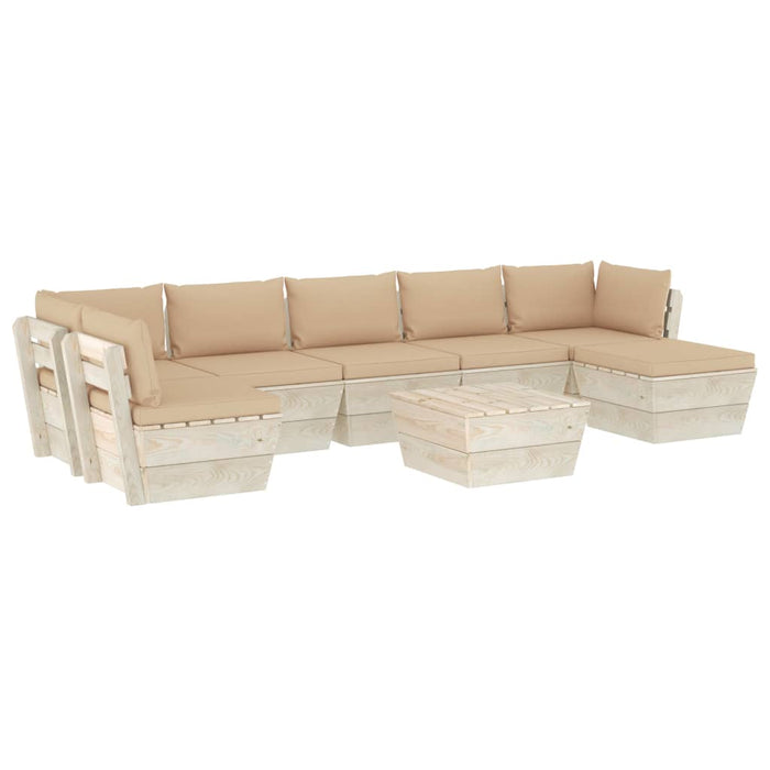 8-tlg. Garten-Sofagarnitur aus Paletten mit Kissen Fichtenholz