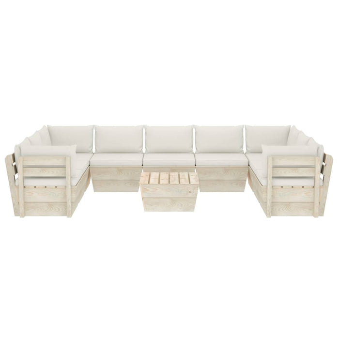 10-tlg. Garten-Sofagarnitur aus Paletten mit Kissen Fichtenholz