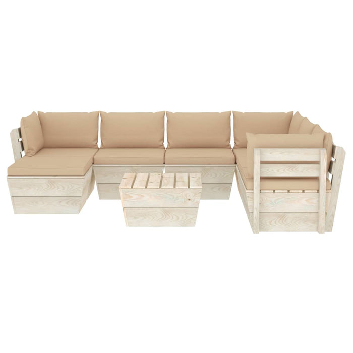 8-tlg. Garten-Sofagarnitur aus Paletten mit Kissen Fichtenholz